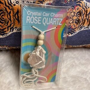 Crystal Car Charm Raw Rose Quartz